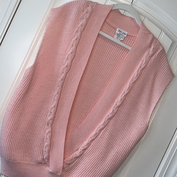 VINTAGE light pink sweater vest topper woolblend boho grandmacore cottagecore 1X - Picture 12 of 15